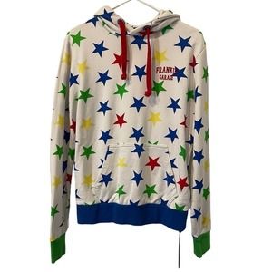 FRANKIE GARAGE Hoodie Sweatshirt X Small White Multi Stars Long Sleeve